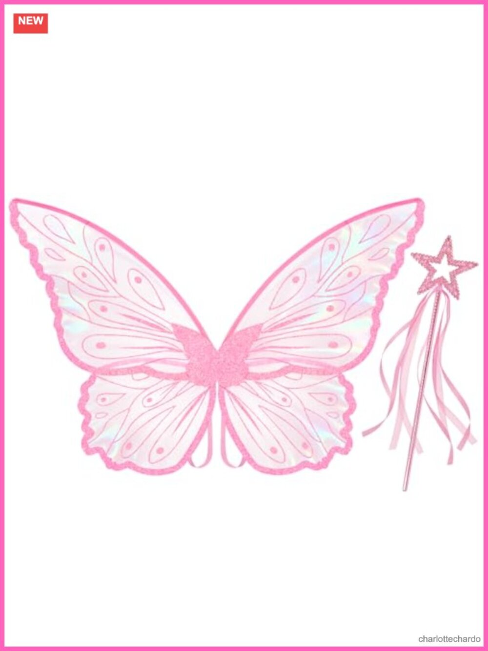 Fairy Wings Wand Butterfly Costume Accessory Set Organza